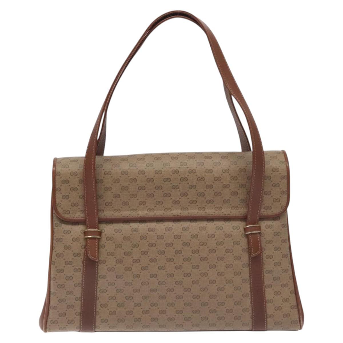 GUCCI Micro GG Supreme Hand Bag PVC Beige Gold 000 46 4857 Auth 131143