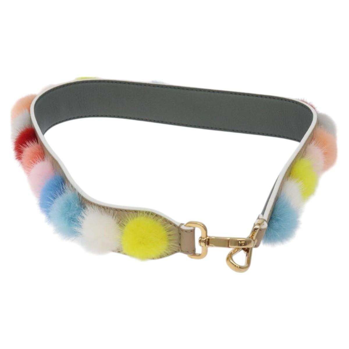 FENDI Shoulder Strap Leather Multicolor Auth 131152