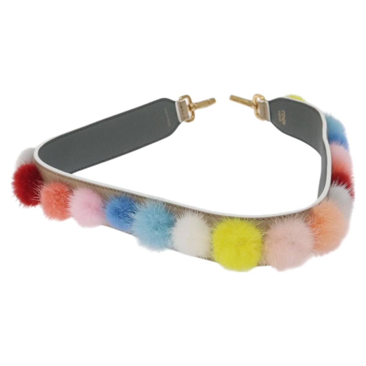 FENDI Shoulder Strap Leather Multicolor Auth 131152