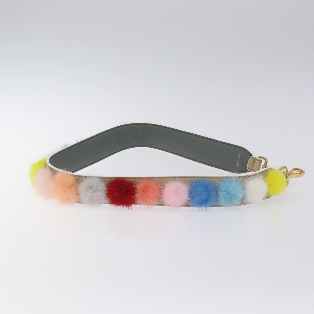 FENDI Shoulder Strap Leather Multicolor Auth 131152
