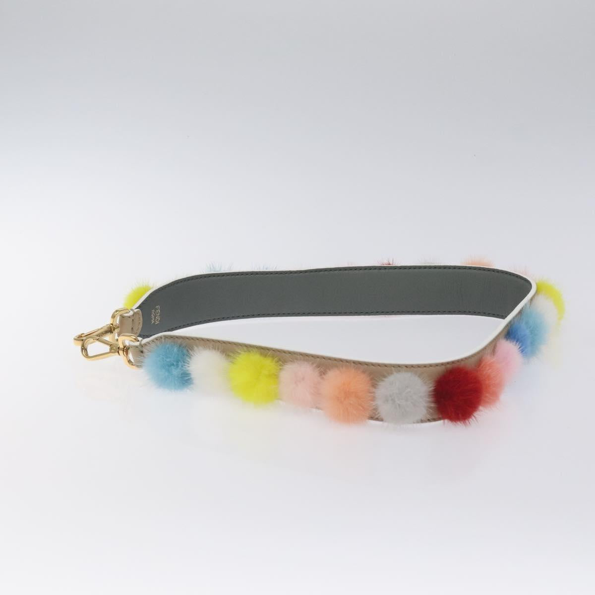 FENDI Shoulder Strap Leather Multicolor Auth 131152