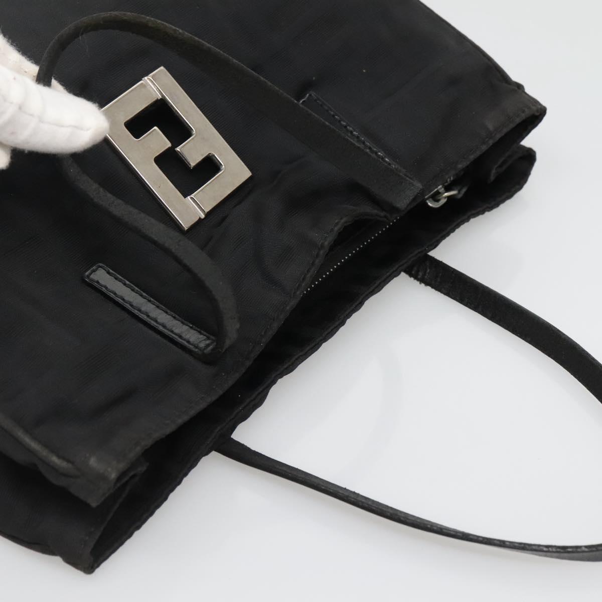 FENDI Zucca Canvas Hand Bag Black Silver Auth 131157