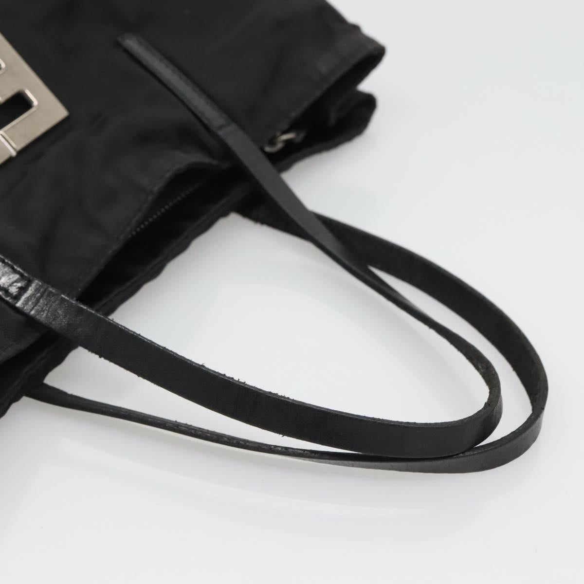 FENDI Zucca Canvas Hand Bag Black Silver Auth 131157