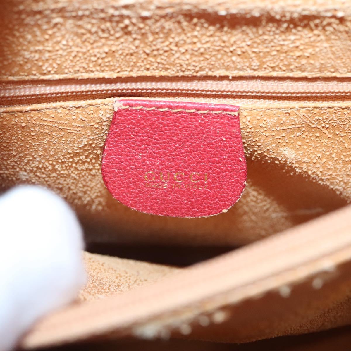 GUCCI Bamboo Hand Bag Suede Leather Red Gold 002 1186 0260 Auth 131161