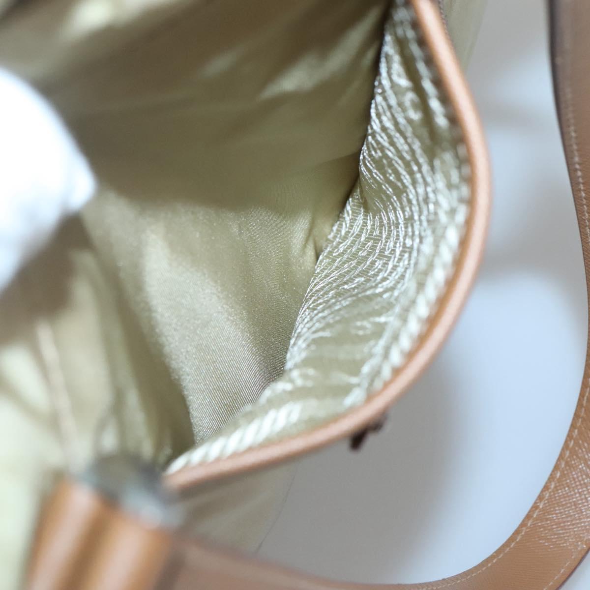 PRADA Tote Bag Nylon Beige Silver Auth 131176