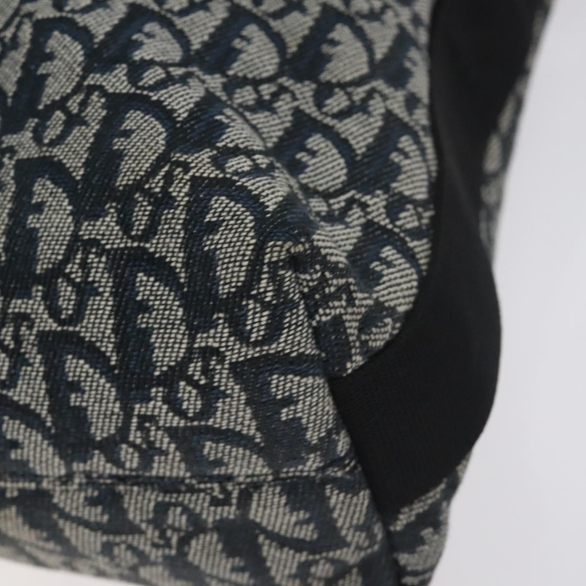 Christian Dior Trotter Canvas Shoulder Bag Navy Silver Auth 131179