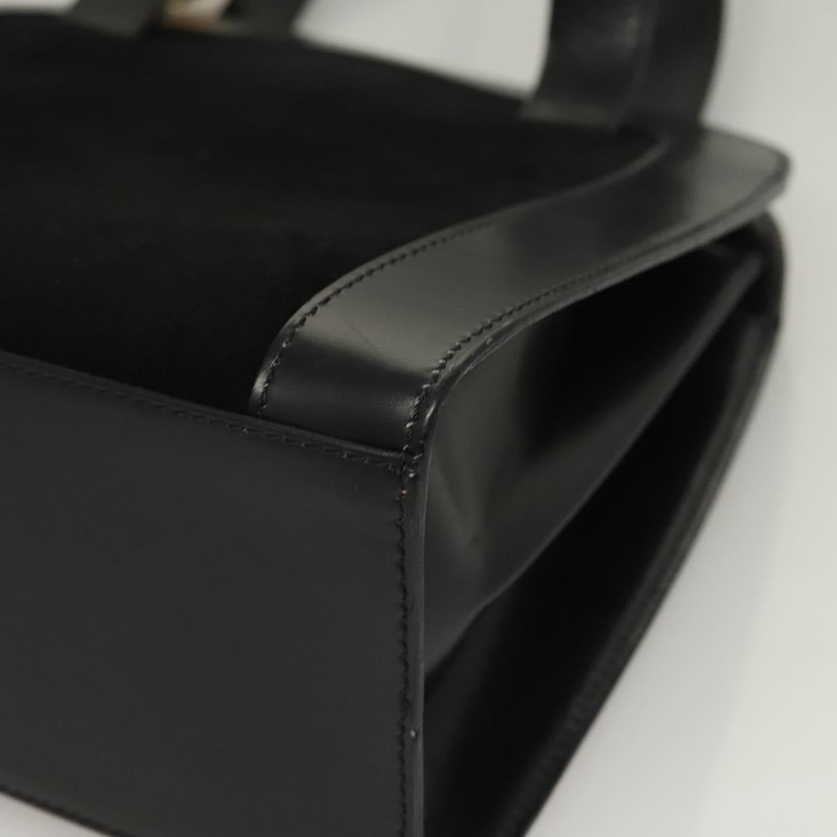 CELINE Shoulder Bag Suede Black Gold Auth 131184