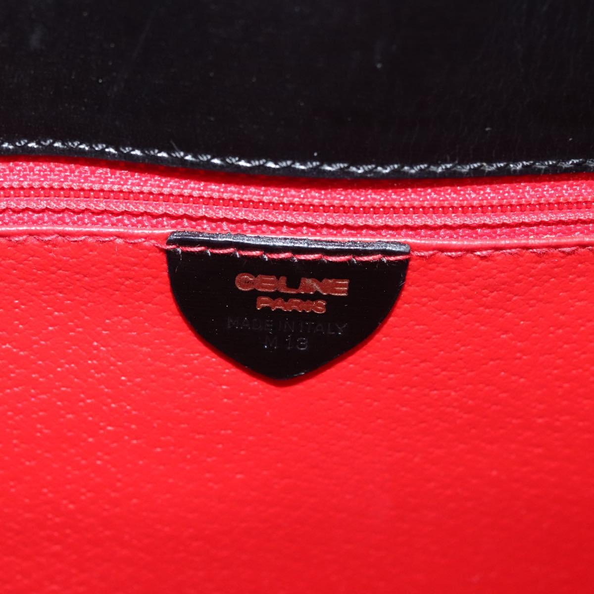CELINE Shoulder Bag Suede Black Gold Auth 131184