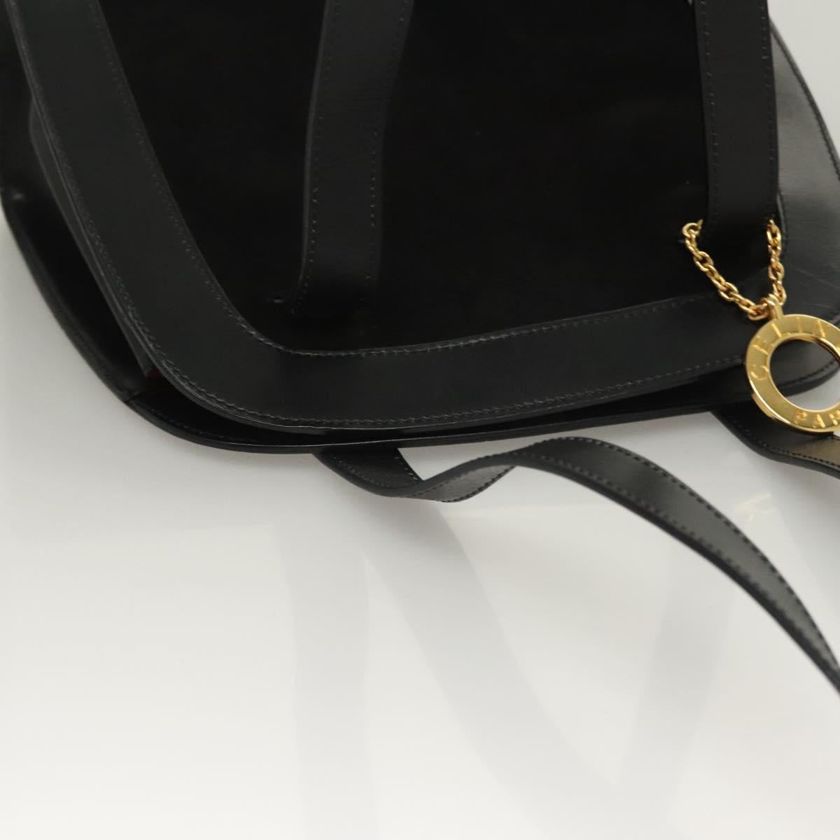 CELINE Shoulder Bag Suede Black Gold Auth 131184