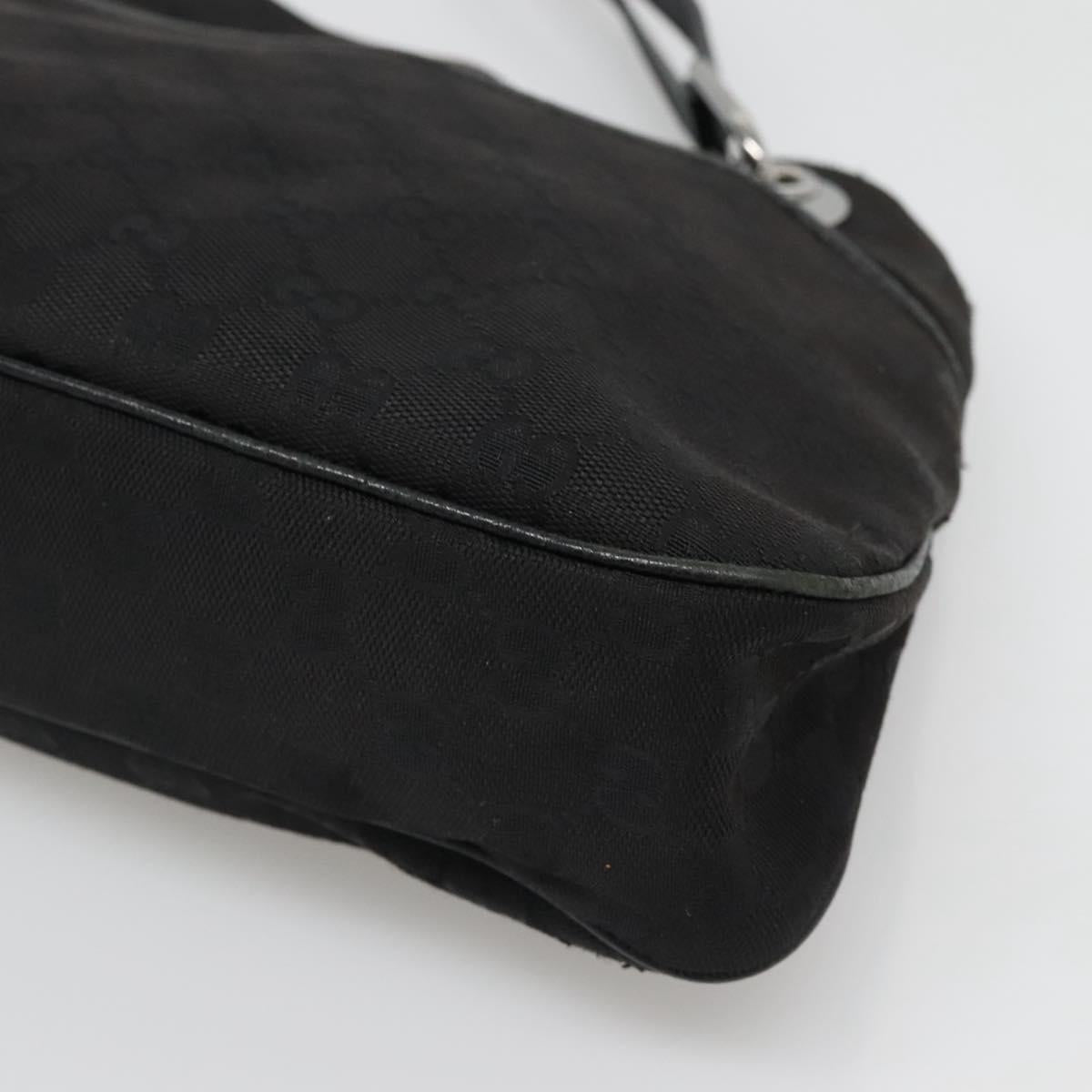 GUCCI GG Canvas Tote Bag Black Silver 121023 Auth 131188