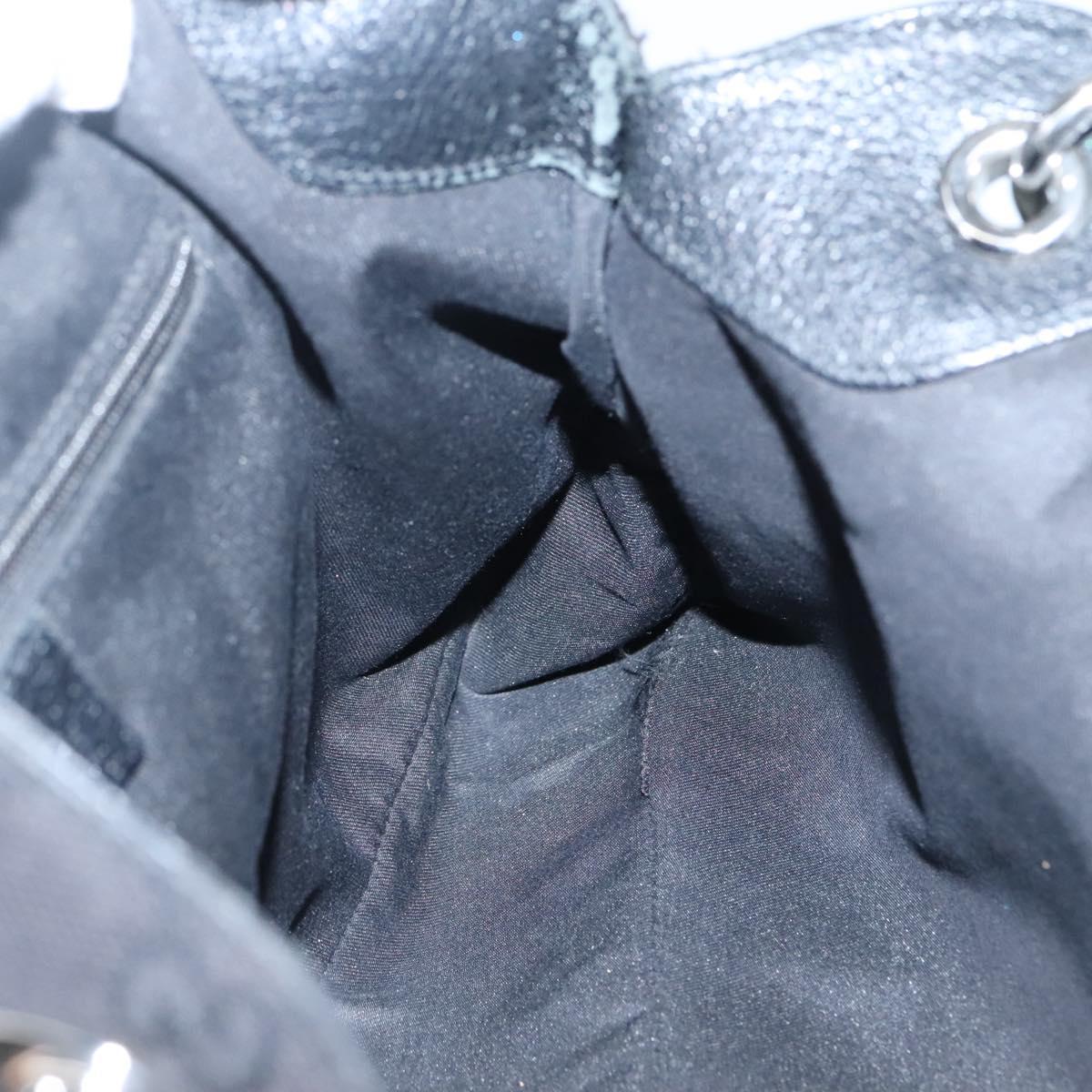 GUCCI GG Canvas Tote Bag Black Silver 121023 Auth 131188