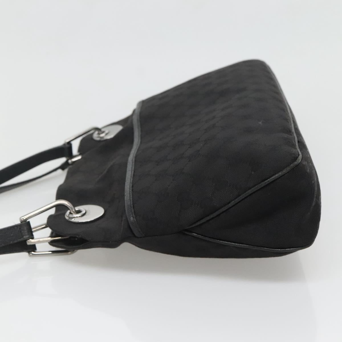 GUCCI GG Canvas Tote Bag Black Silver 121023 Auth 131188