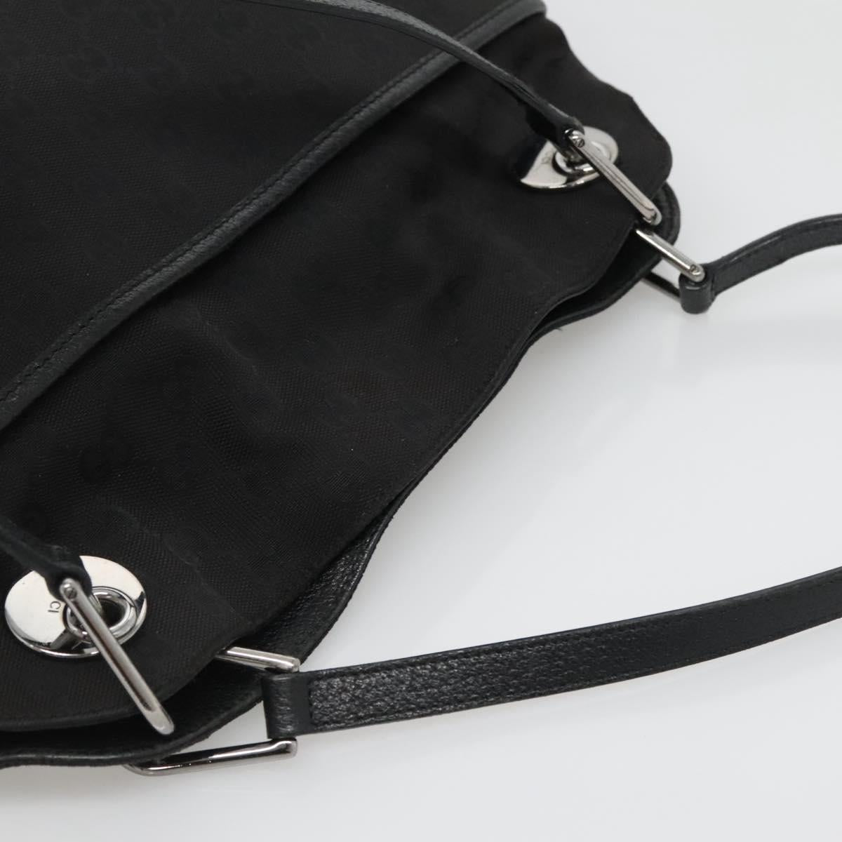 GUCCI GG Canvas Tote Bag Black Silver 121023 Auth 131188