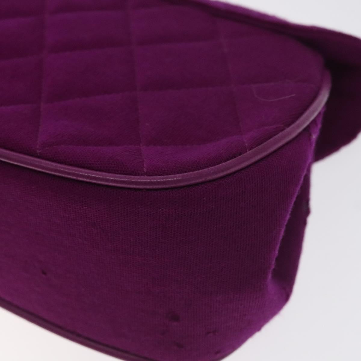 CHANEL Matelasse Hand Bag cotton Purple Gold CC Auth 131194