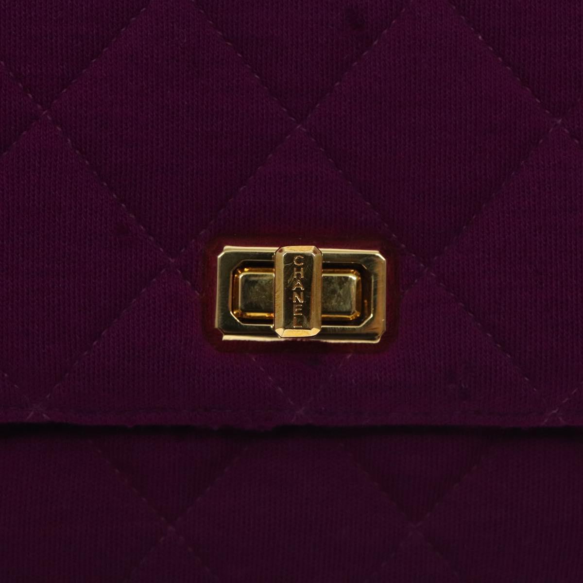 CHANEL Matelasse Hand Bag cotton Purple Gold CC Auth 131194