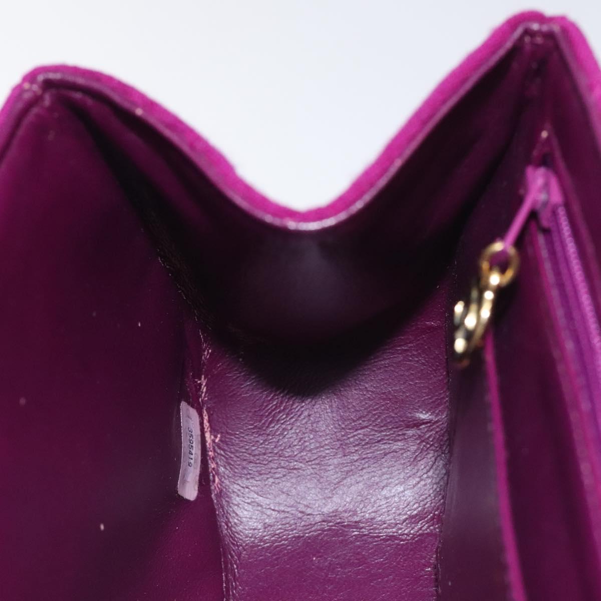 CHANEL Matelasse Hand Bag cotton Purple Gold CC Auth 131194
