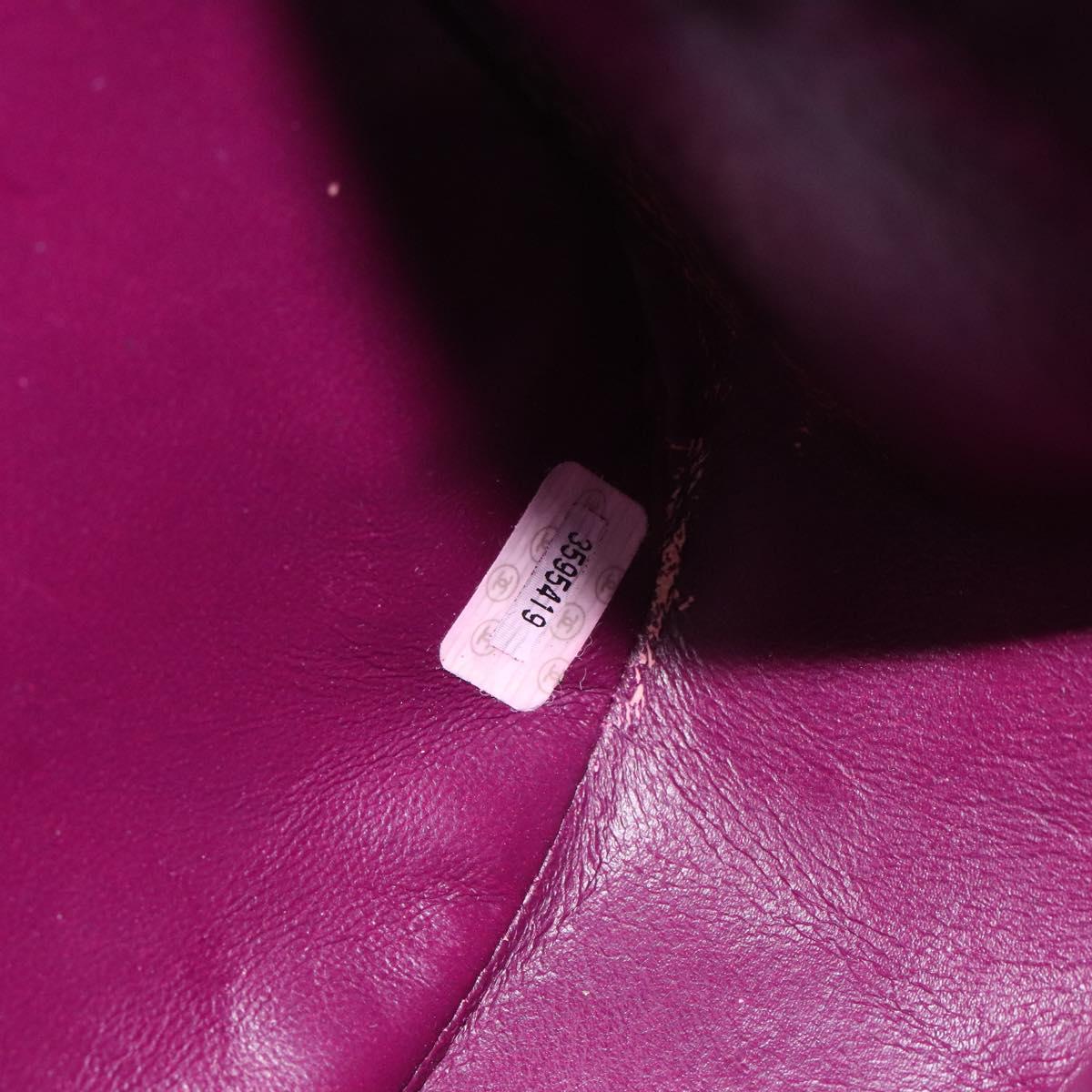 CHANEL Matelasse Hand Bag cotton Purple Gold CC Auth 131194