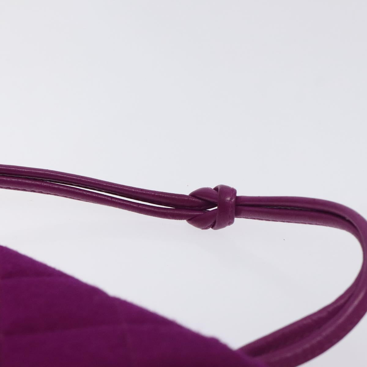 CHANEL Matelasse Hand Bag cotton Purple Gold CC Auth 131194
