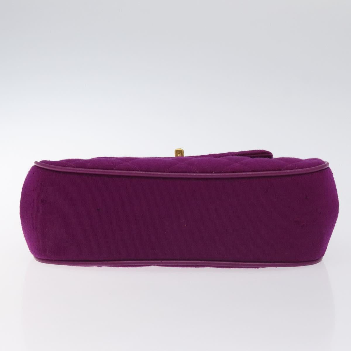 CHANEL Matelasse Hand Bag cotton Purple Gold CC Auth 131194