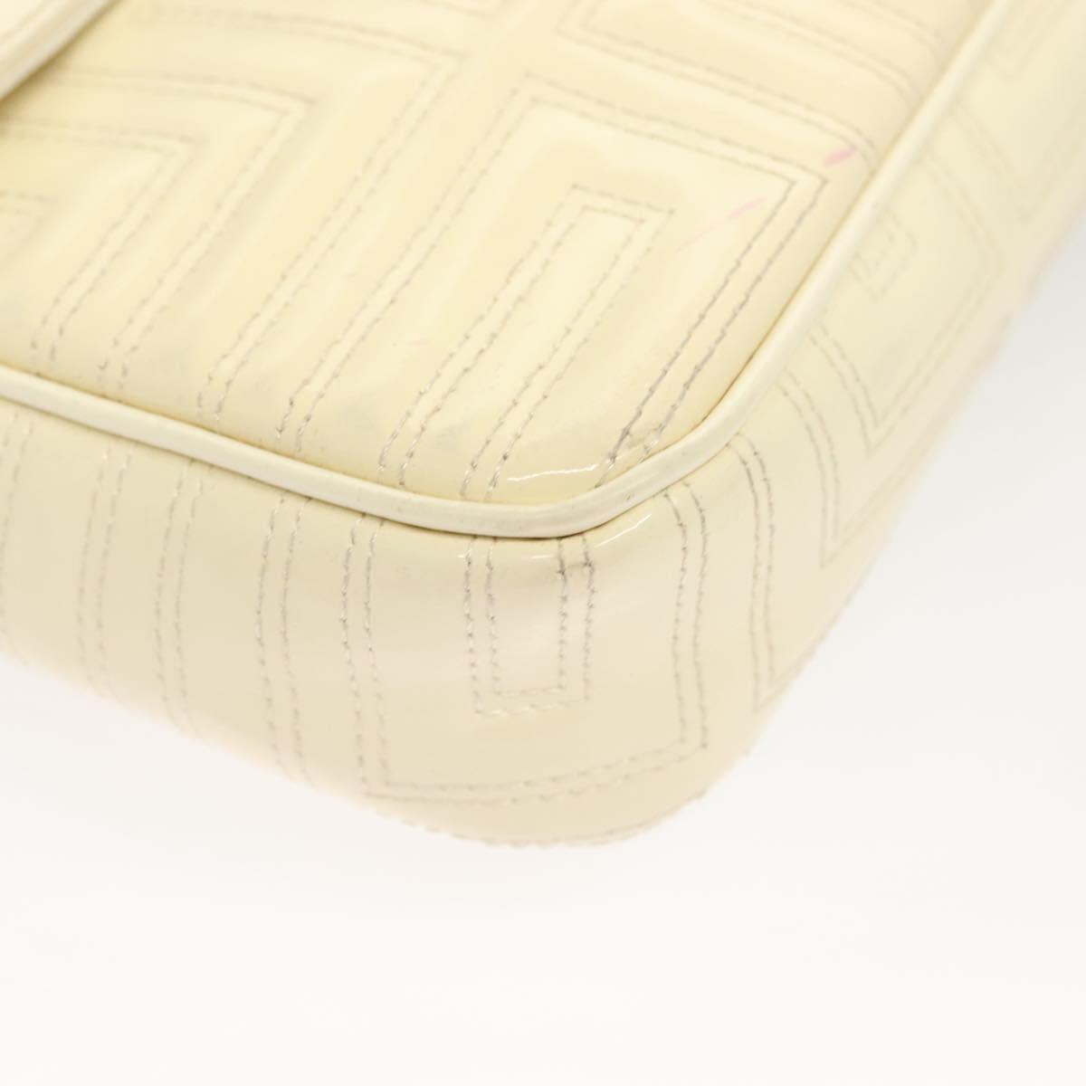 Gianni Versace Chain Shoulder Bag Enamel Cream Gold Auth 131196