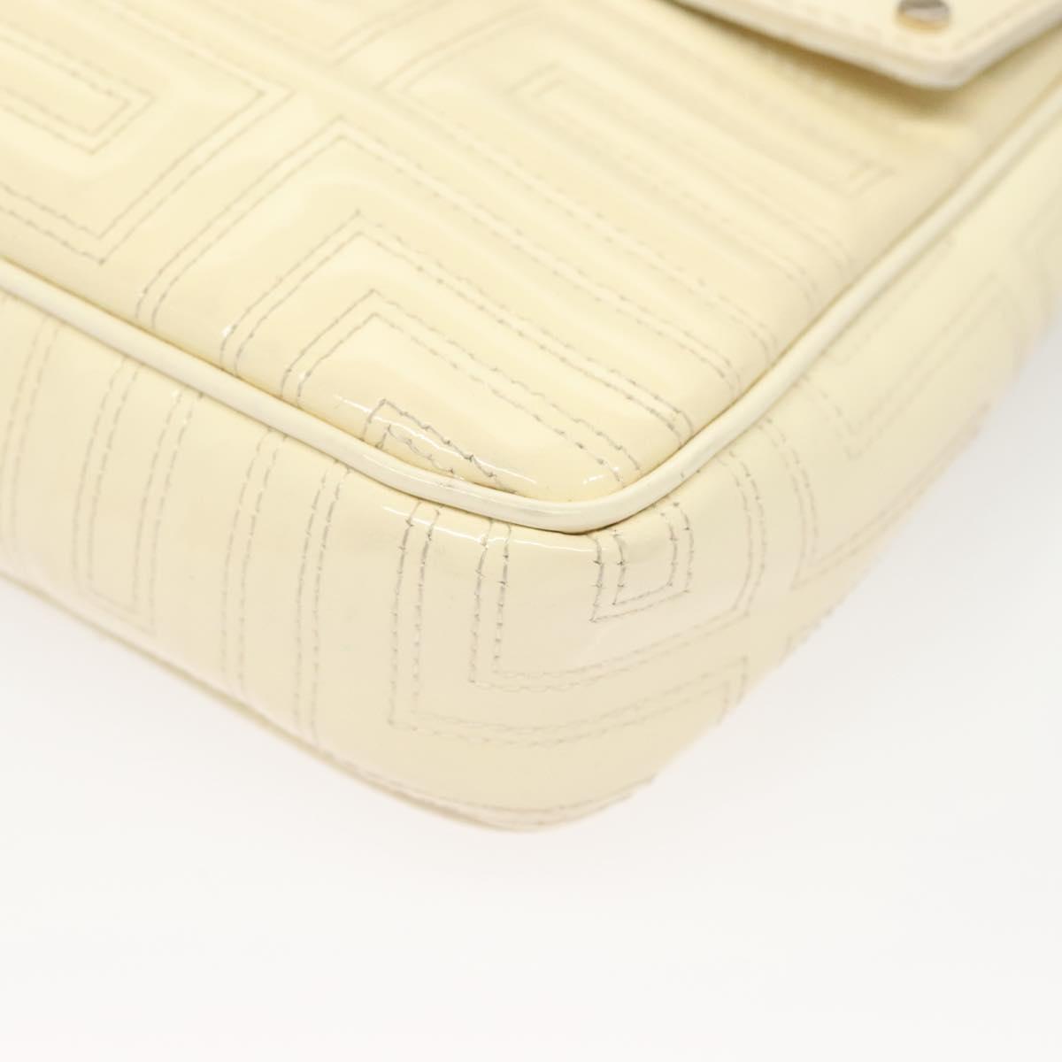 Gianni Versace Chain Shoulder Bag Enamel Cream Gold Auth 131196