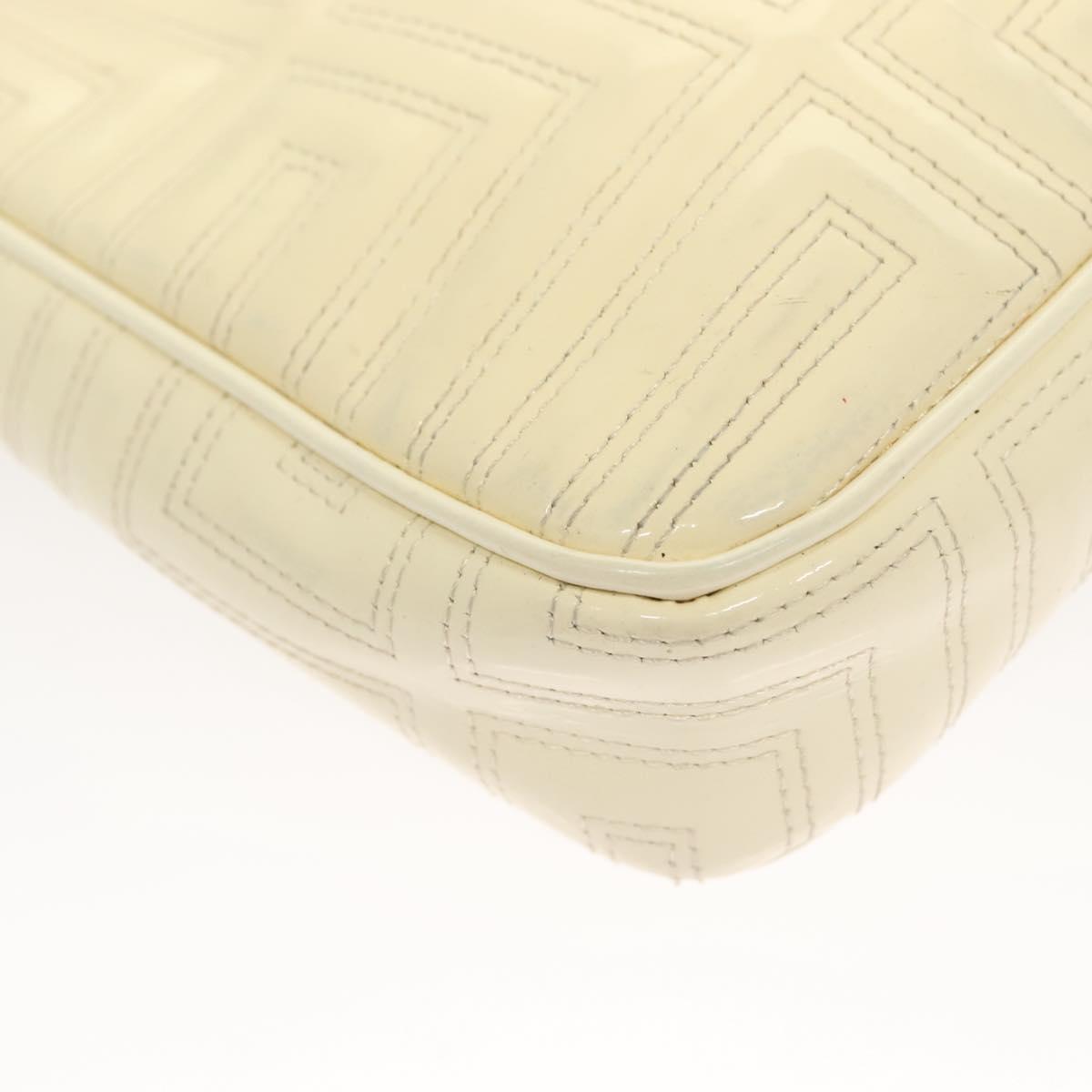 Gianni Versace Chain Shoulder Bag Enamel Cream Gold Auth 131196
