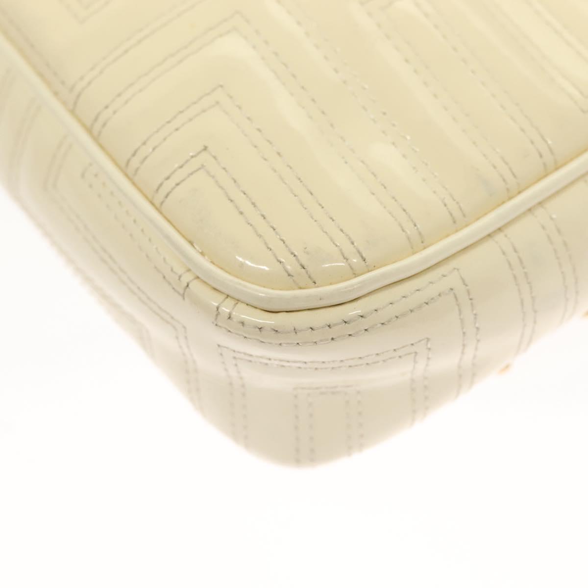Gianni Versace Chain Shoulder Bag Enamel Cream Gold Auth 131196