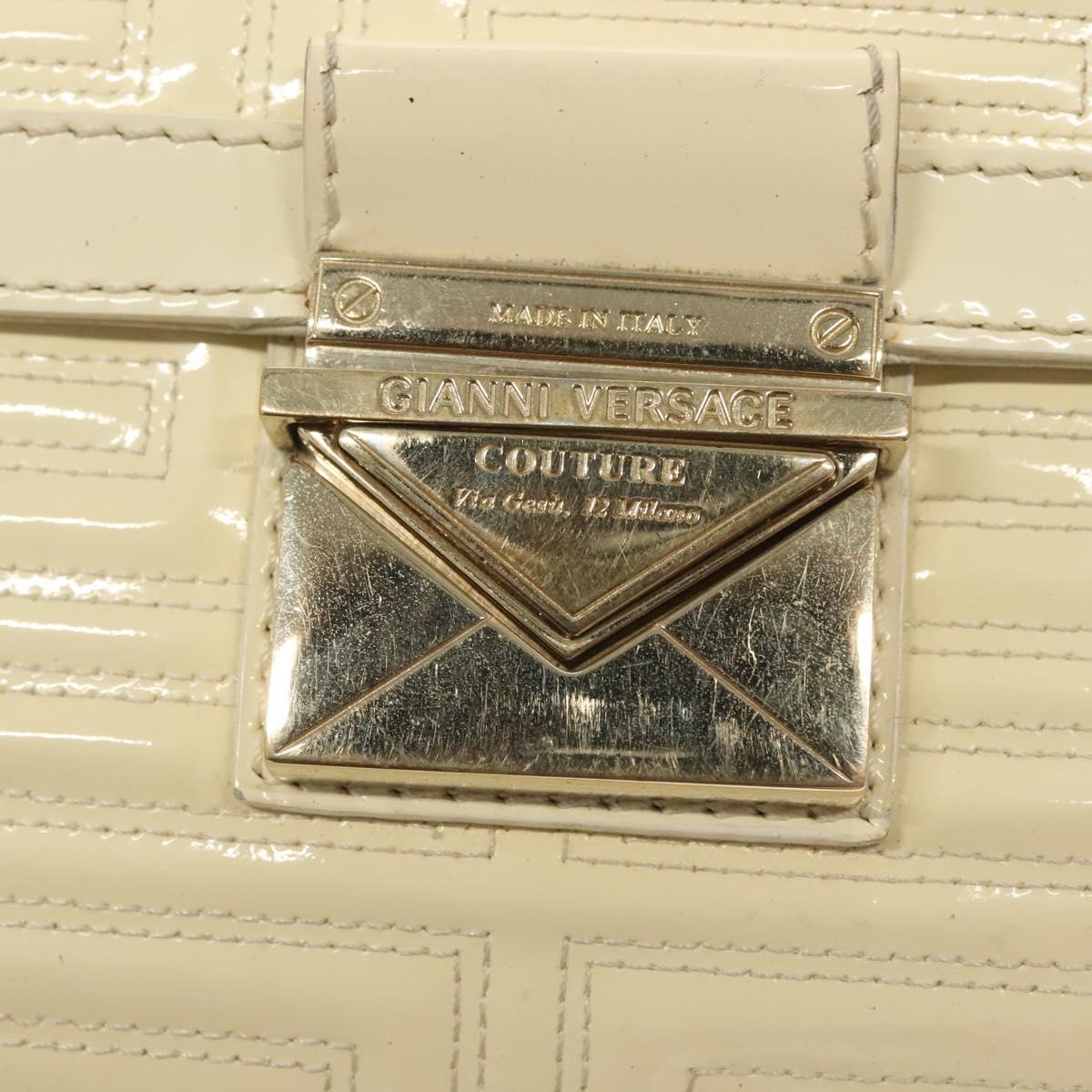 Gianni Versace Chain Shoulder Bag Enamel Cream Gold Auth 131196