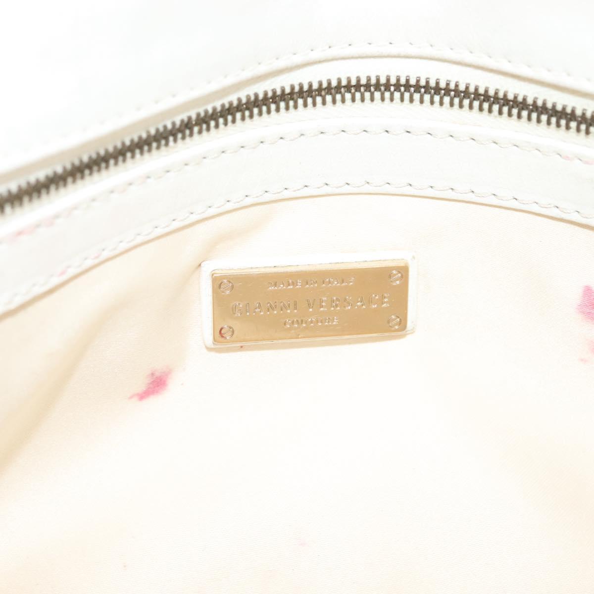 Gianni Versace Chain Shoulder Bag Enamel Cream Gold Auth 131196