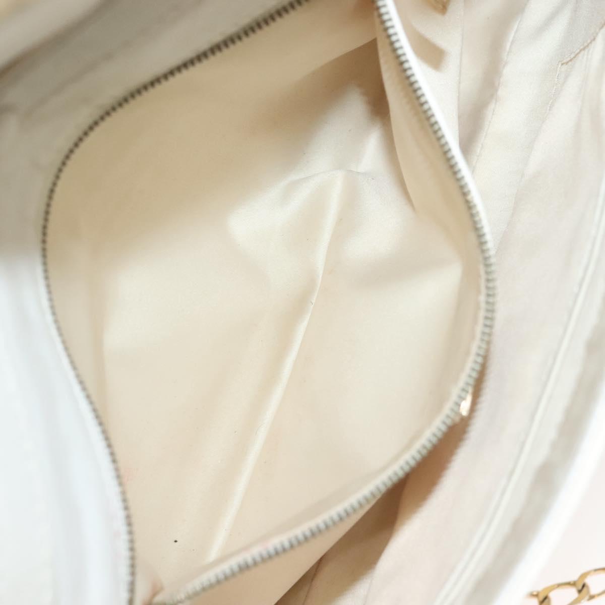 Gianni Versace Chain Shoulder Bag Enamel Cream Gold Auth 131196