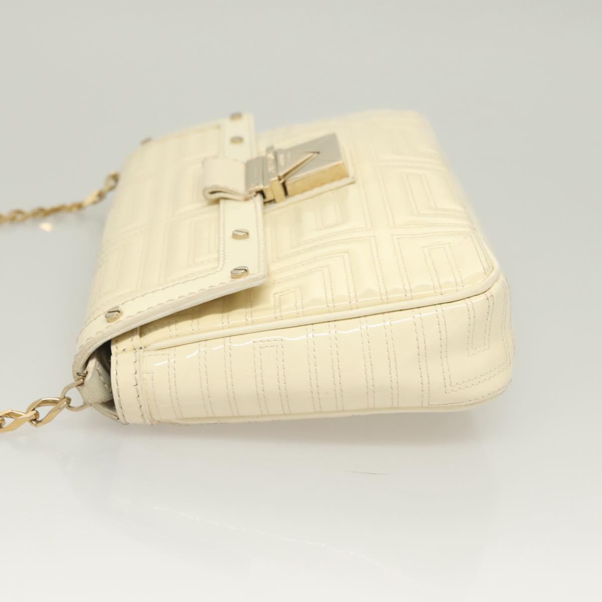 Gianni Versace Chain Shoulder Bag Enamel Cream Gold Auth 131196
