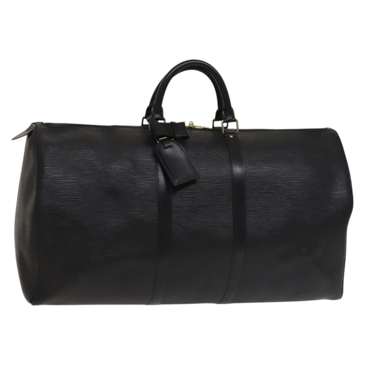 LOUIS VUITTON Epi Keepall 55 Boston Bag Noir Black M42952 LV Auth 131324