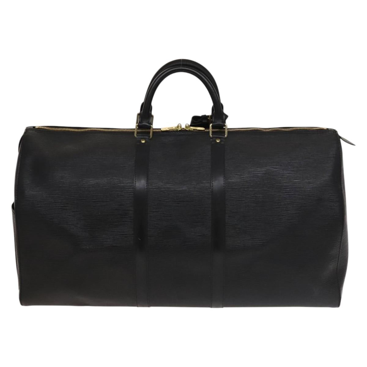 LOUIS VUITTON Epi Keepall 55 Boston Bag Noir Black M42952 LV Auth 131324