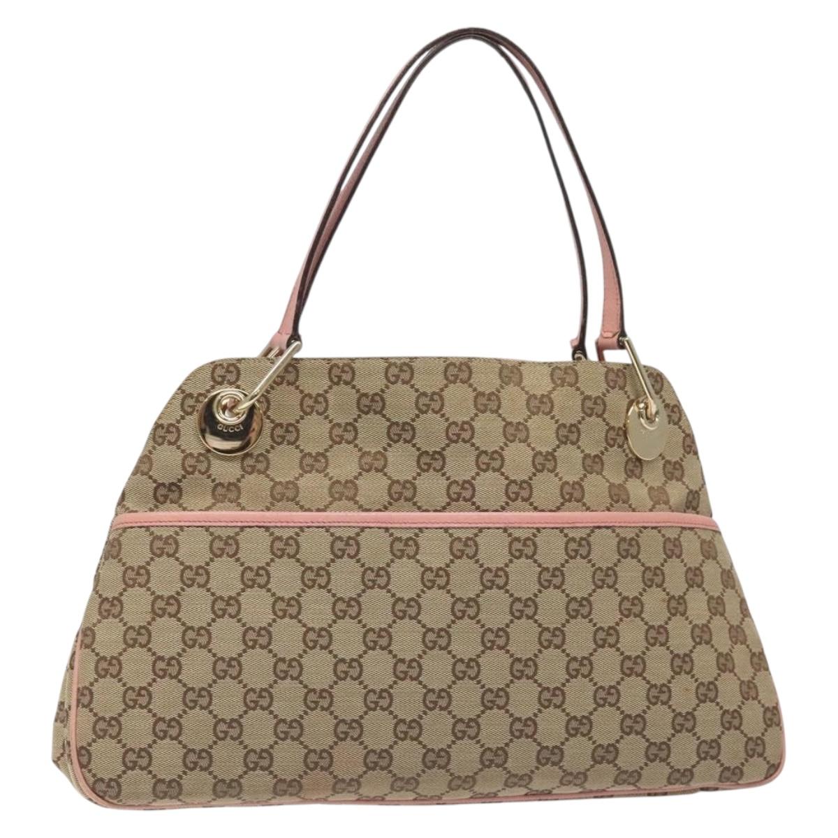 GUCCI GG Canvas Tote Bag Beige Gold 121023 Auth 131329