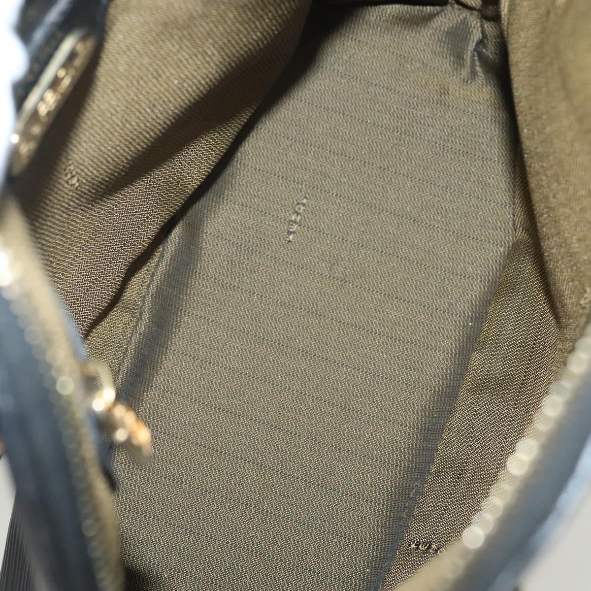 FENDI Hand Bag Leather 2way Black Gold Auth 131367