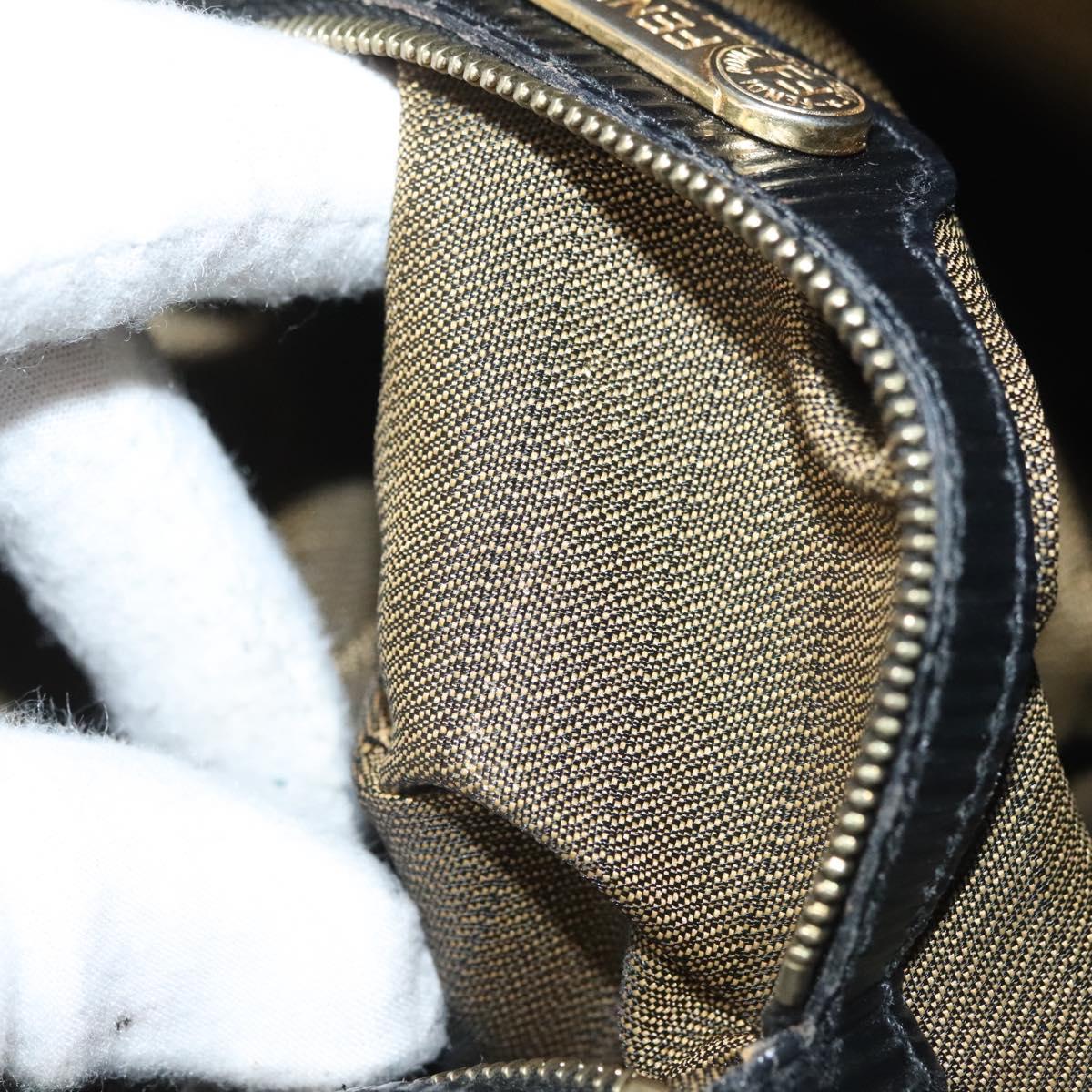 FENDI Hand Bag Leather 2way Black Gold Auth 131367