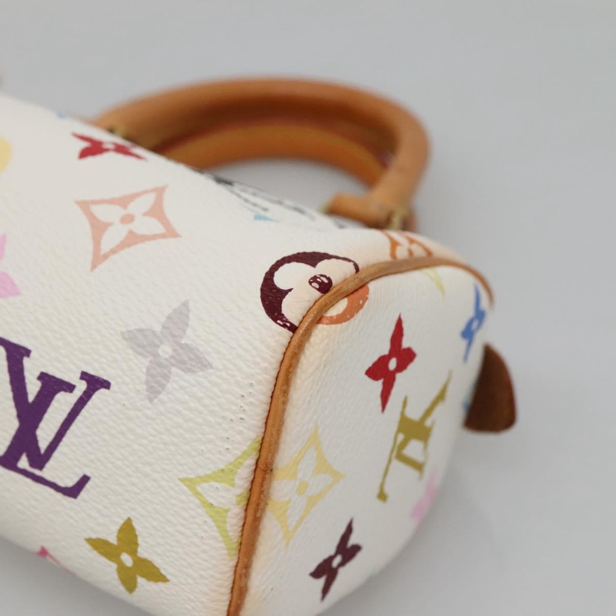 LOUIS VUITTON Monogram Multicolor Mini Speedy Hand Bag White M92645 Auth 131386V