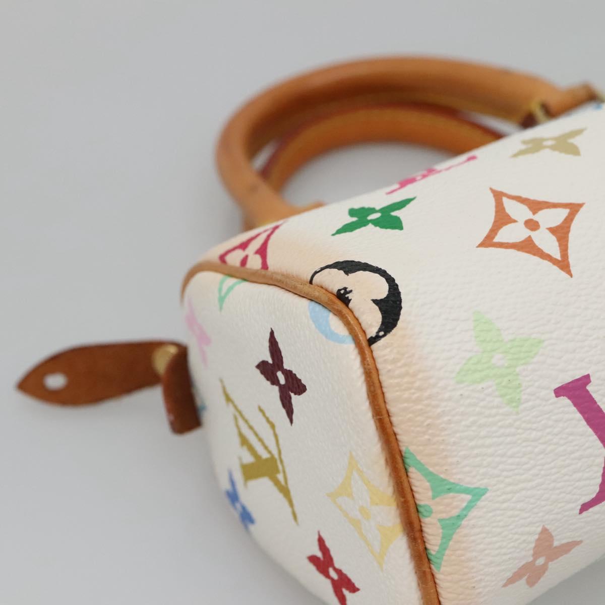 LOUIS VUITTON Monogram Multicolor Mini Speedy Hand Bag White M92645 Auth 131386V