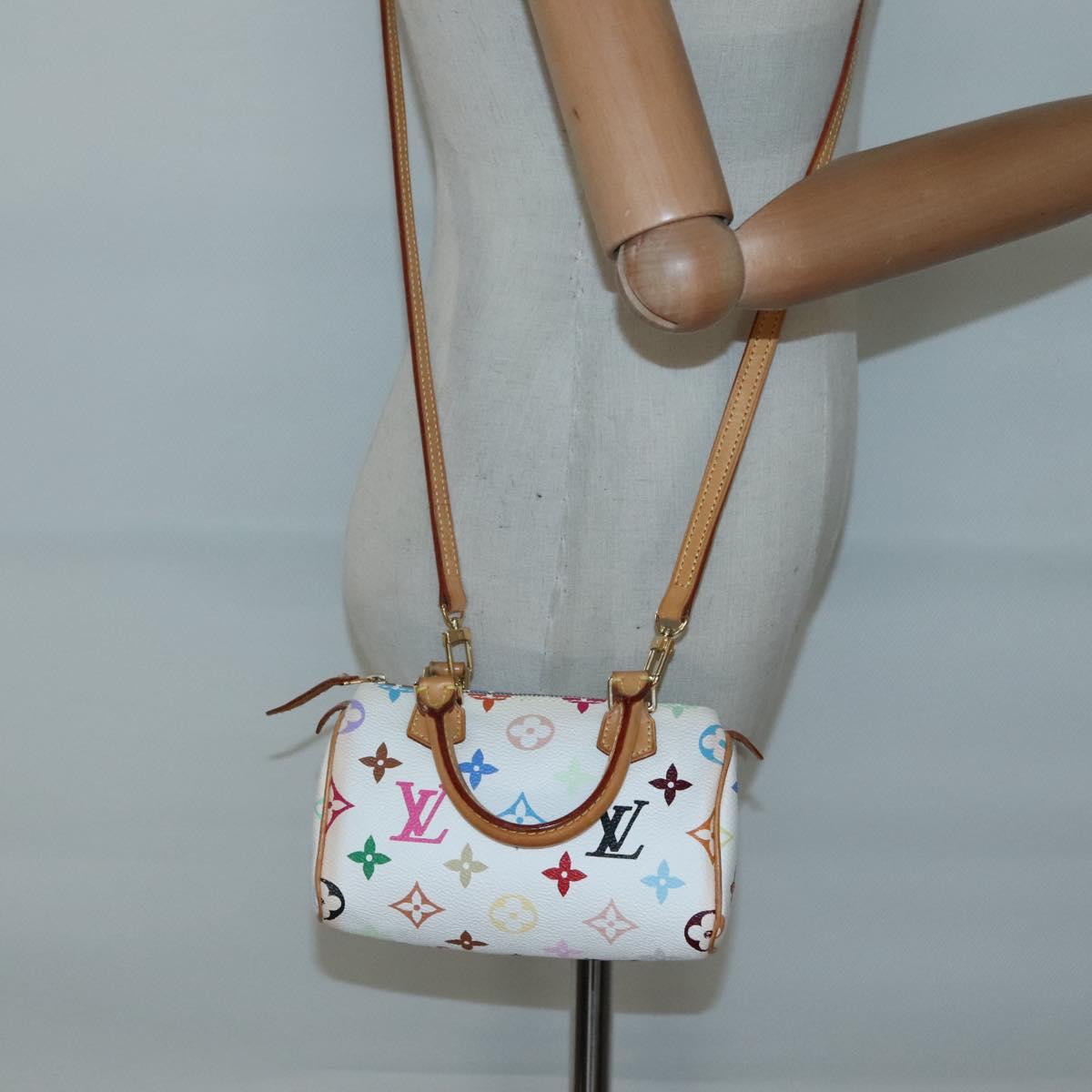 LOUIS VUITTON Monogram Multicolor Mini Speedy Hand Bag White M92645 Auth 131386V