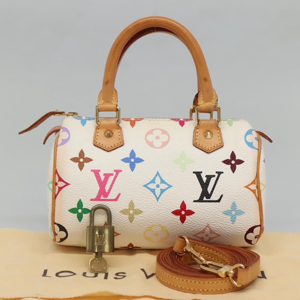 LOUIS VUITTON Monogram Multicolor Mini Speedy Hand Bag White M92645 Auth 131386V