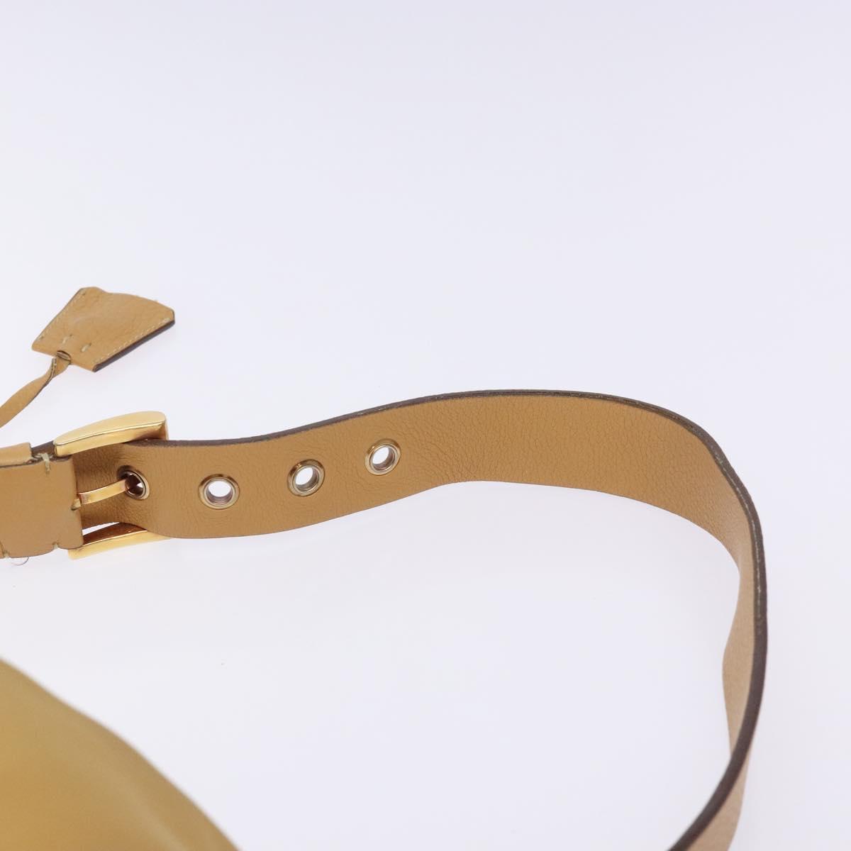 PRADA Shoulder Bag Nylon Beige Gold Auth 131423