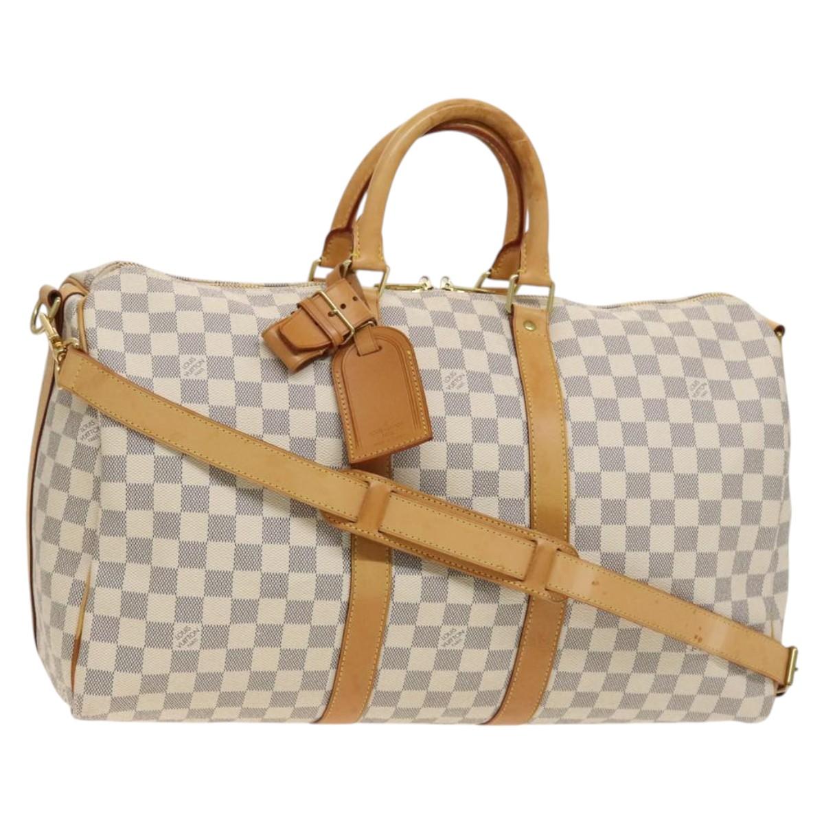 LOUIS VUITTON Damier Azur Keepall Bandouliere 45 Boston Bag N48223 Auth 131473