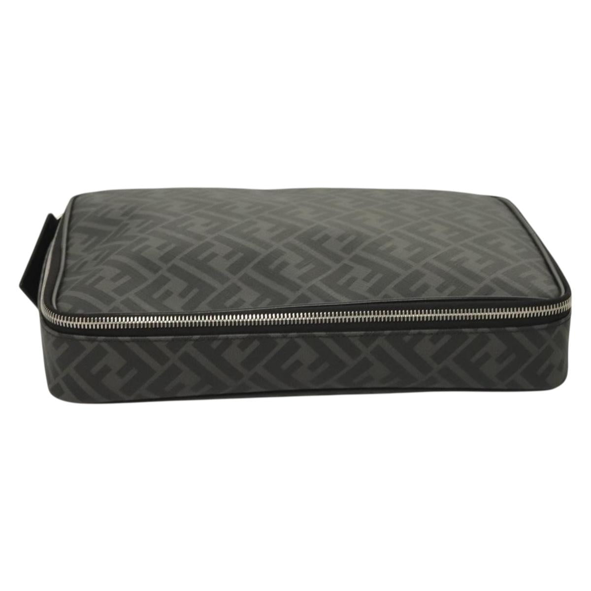 FENDI Zucca Canvas Clutch Bag Outlet Black Gray Auth 131527