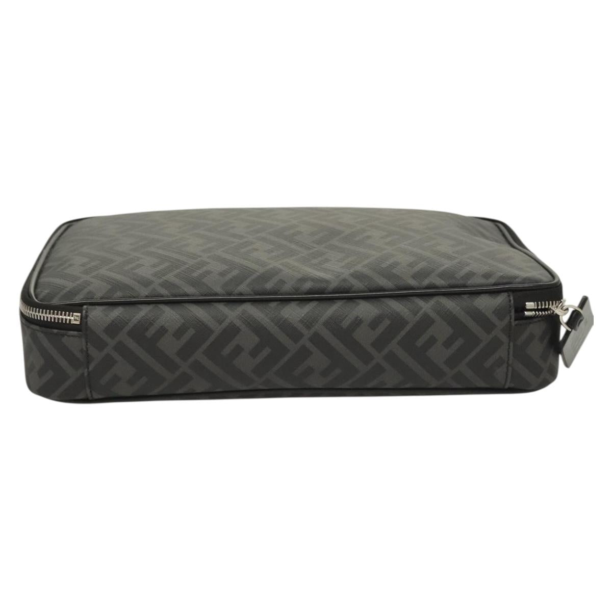 FENDI Zucca Canvas Clutch Bag Outlet Black Gray Auth 131527