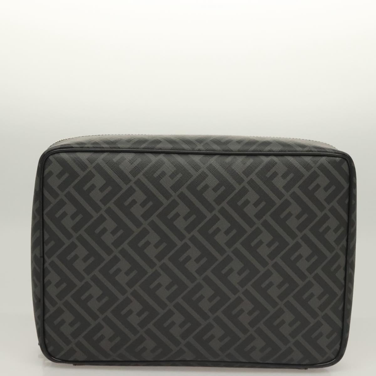 FENDI Zucca Canvas Clutch Bag Outlet Black Gray Auth 131527