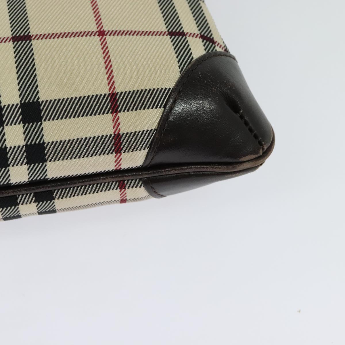 BURBERRY Nova Check Shoulder Bag Canvas Beige Silver Auth 131533