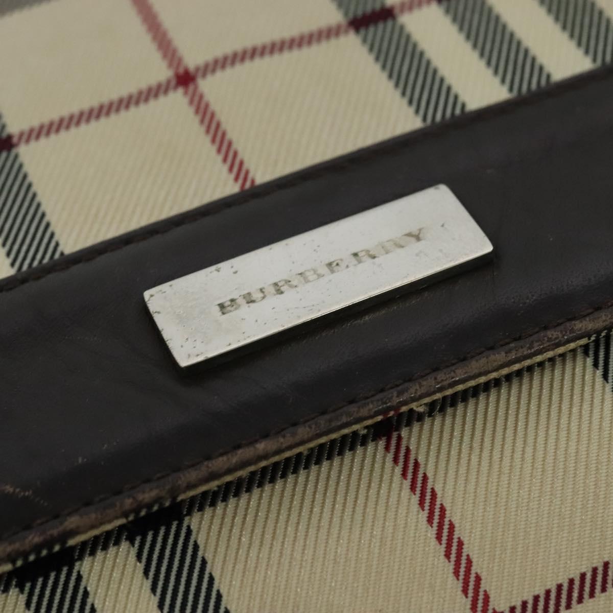 BURBERRY Nova Check Shoulder Bag Canvas Beige Silver Auth 131533