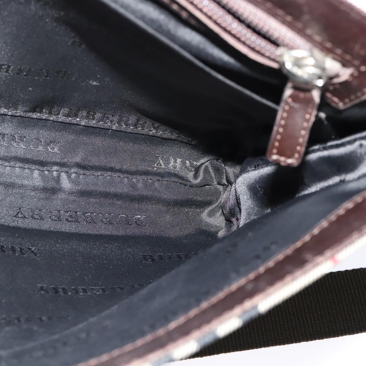 BURBERRY Nova Check Shoulder Bag Canvas Beige Silver Auth 131533