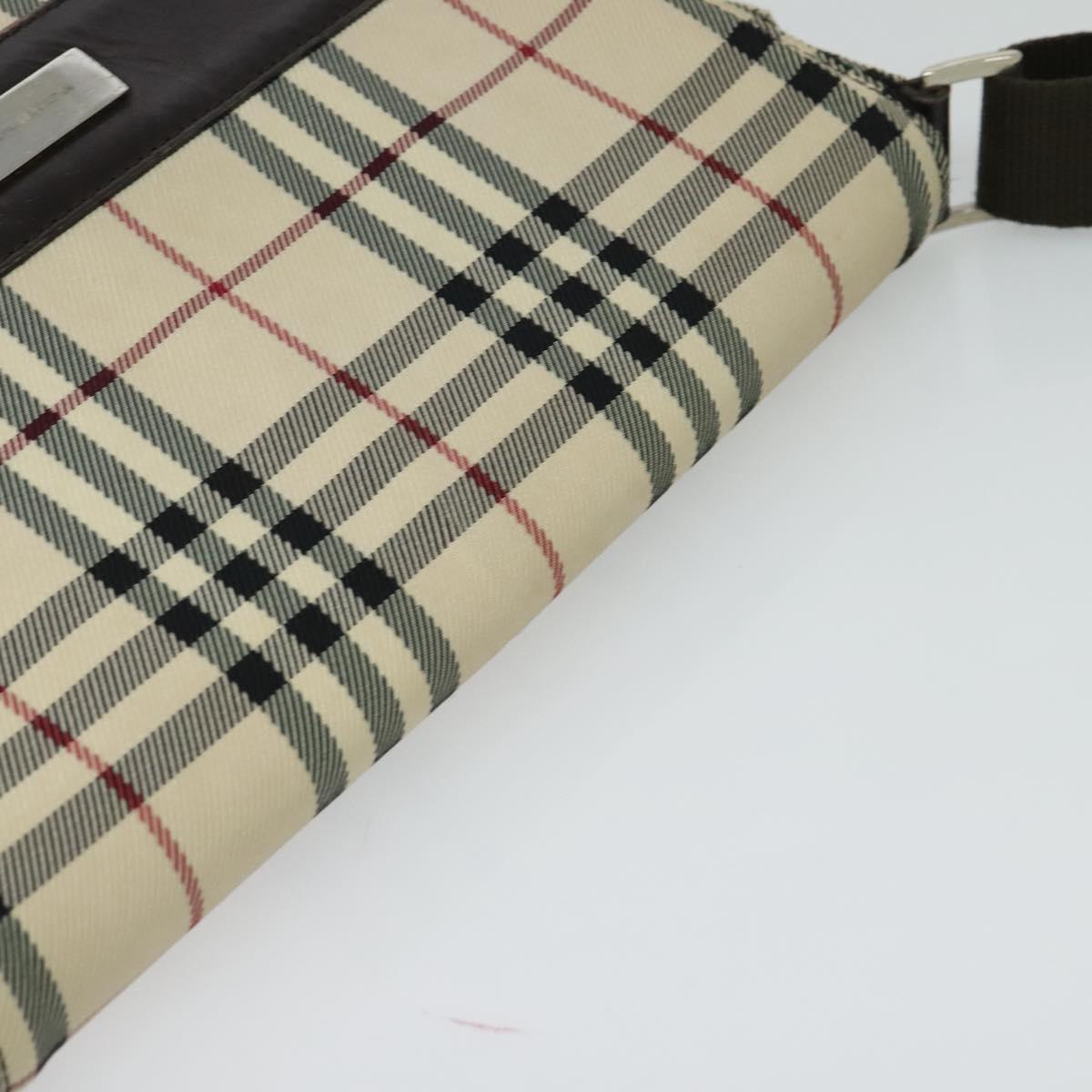 BURBERRY Nova Check Shoulder Bag Canvas Beige Silver Auth 131533