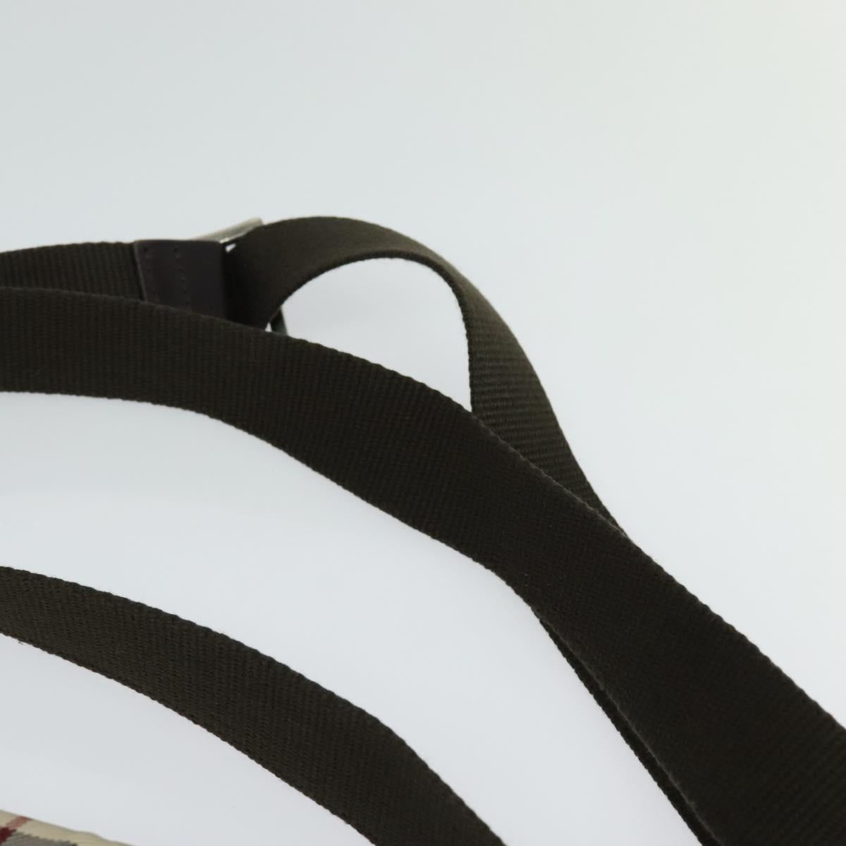 BURBERRY Nova Check Shoulder Bag Canvas Beige Silver Auth 131533